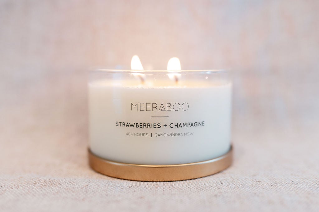 Meeraboo - Strawberries + Champagne Gold Lid Soy Candle