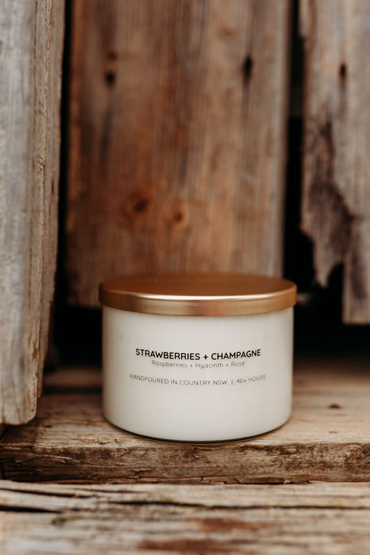 Meeraboo - Strawberries + Champagne Gold Lid Soy Candle