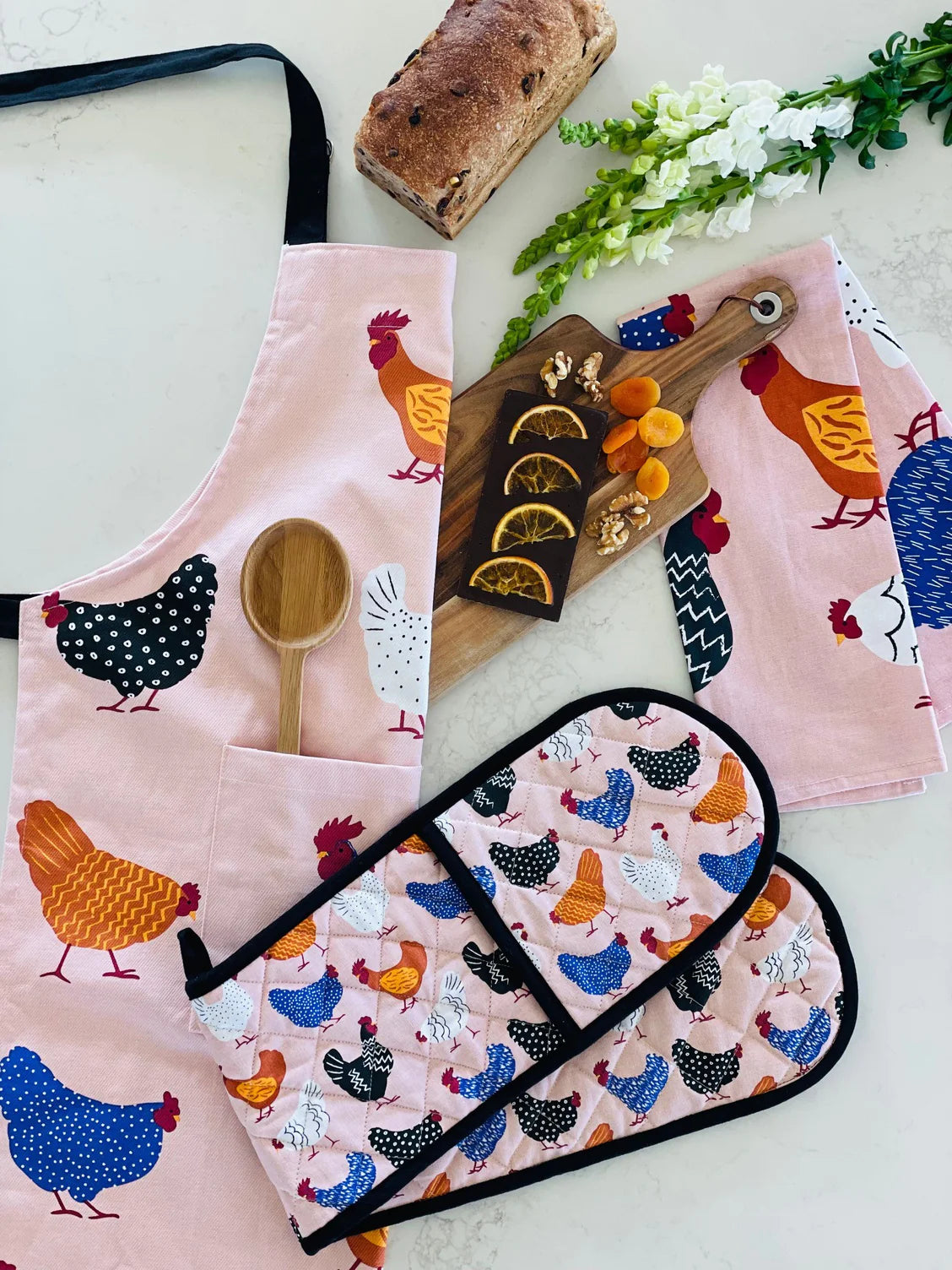Double Oven Glove - Bright Hens