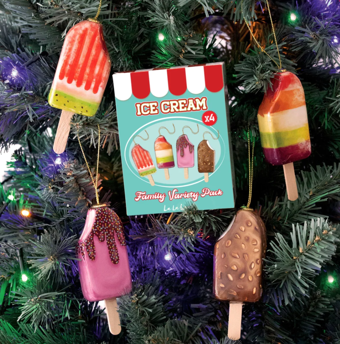 Family Variety Pack Ice Cream 3D Christmas Bauble Set